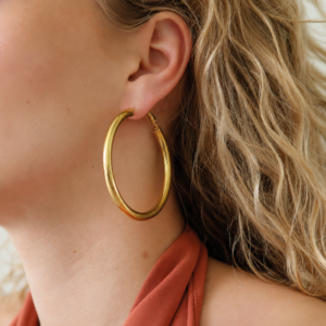 Basic hoops bold large premium stainless steel en 14k gold plated
